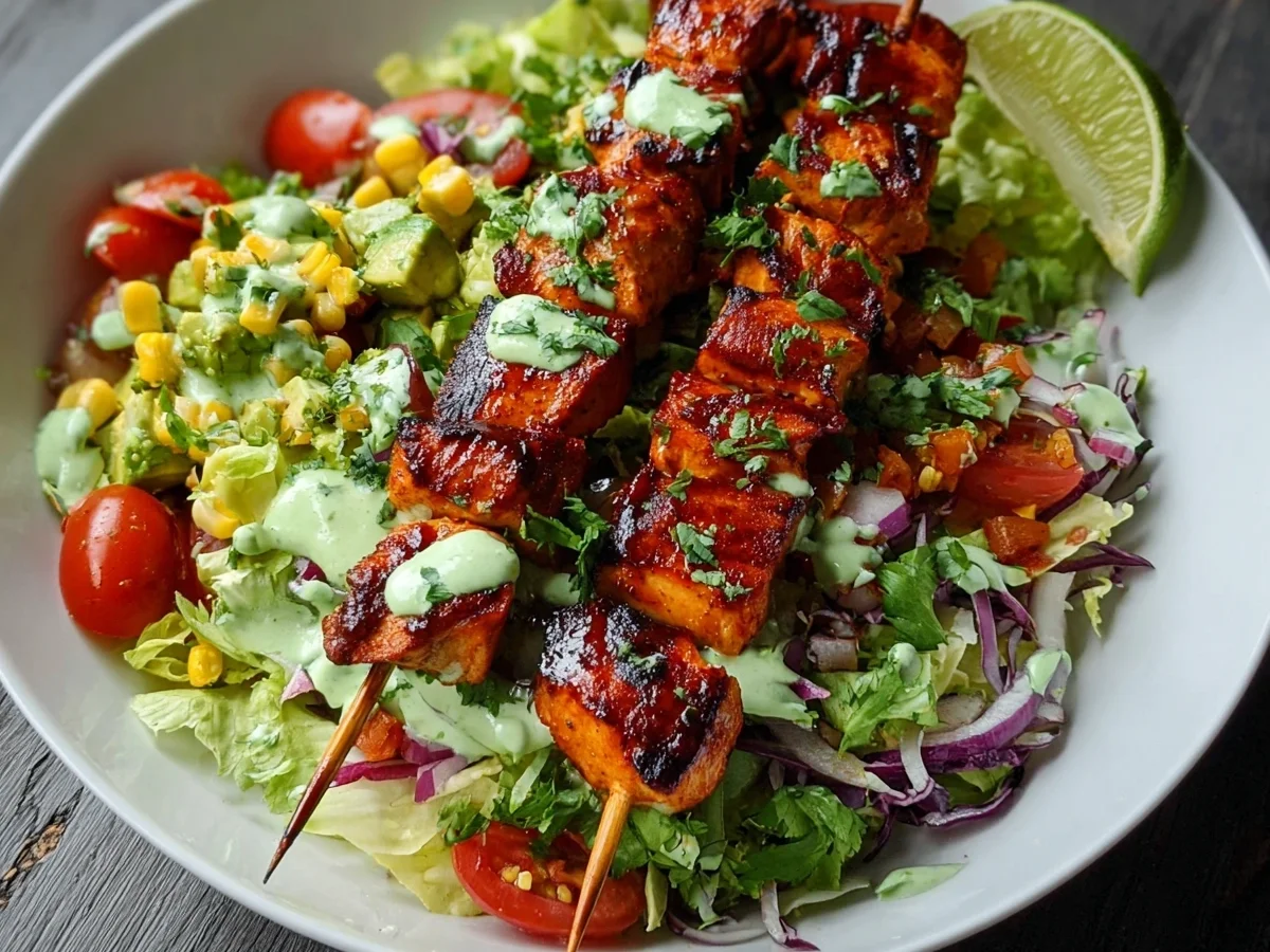 BBQ Chicken Skewer Salad with Creamy Avocado Dressing - Image 2