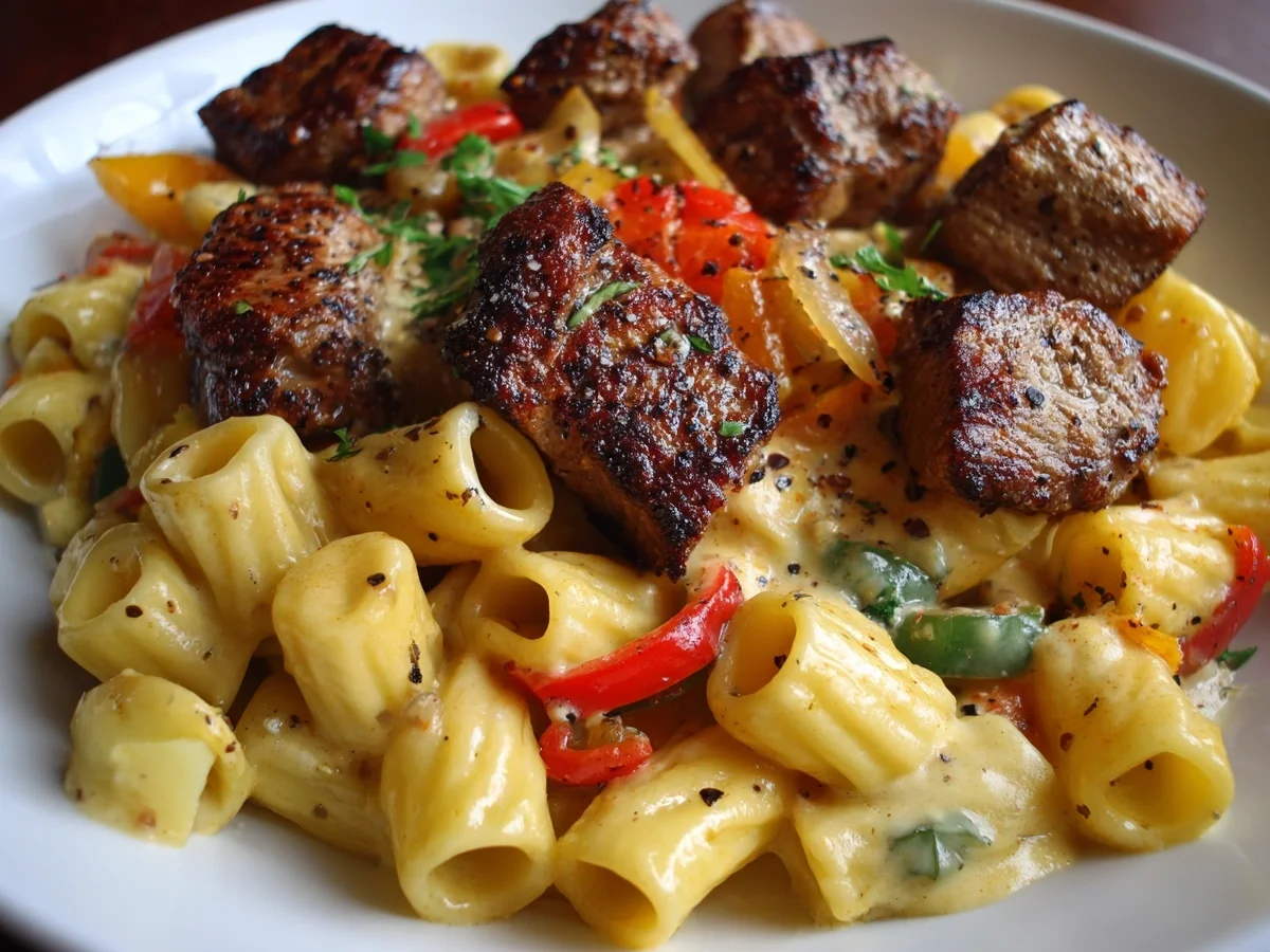 Cajun Steak Tips with Cheesy Rigatoni Dinner - Image 2