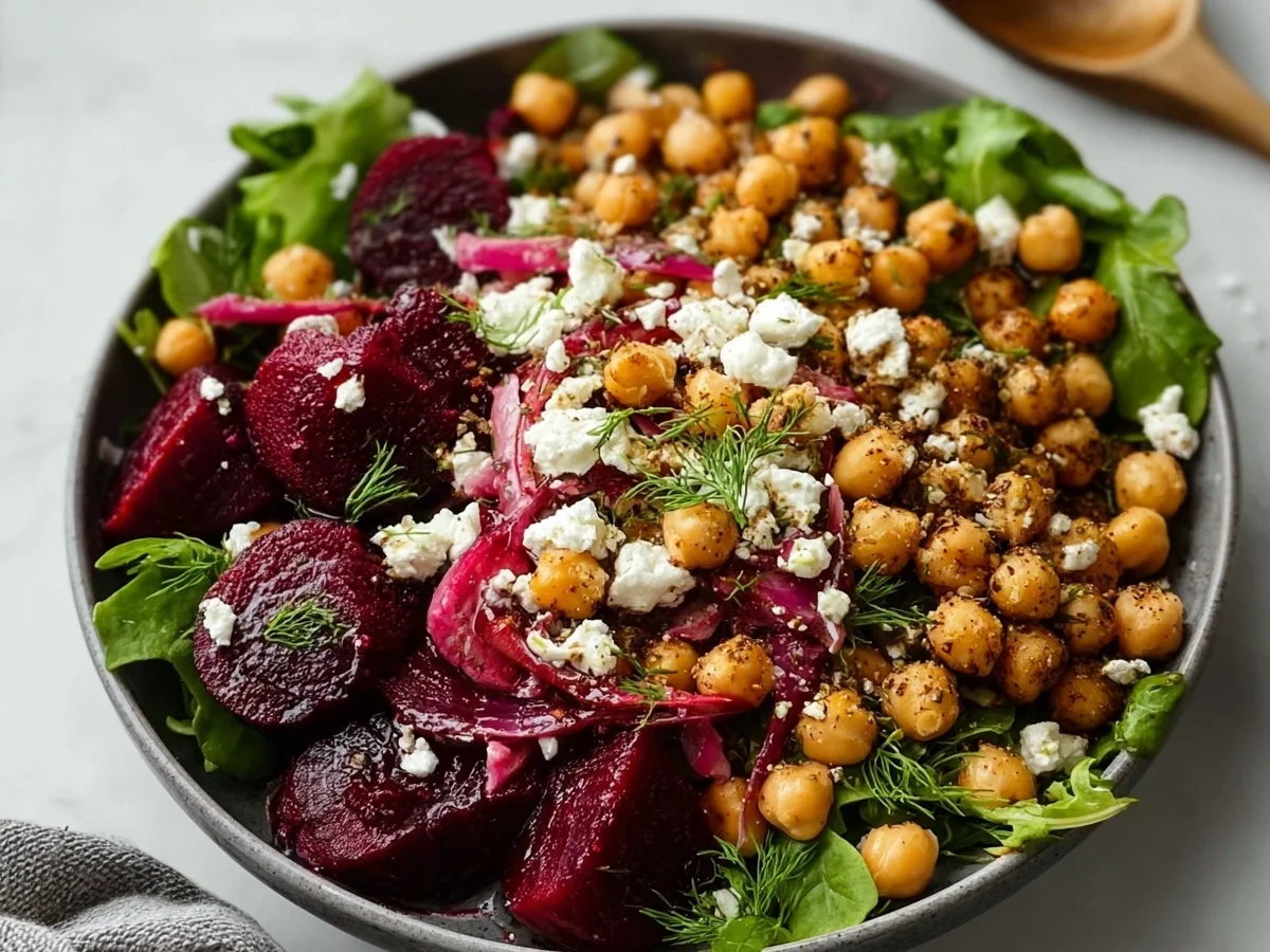 Chickpea Beet Feta Salad: High Protein Meal Prep - Image 1