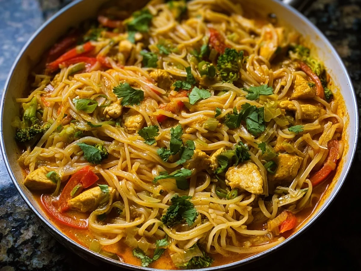 Creamy Coconut Curry Chicken Noodles: Quick Dinner - Image 1