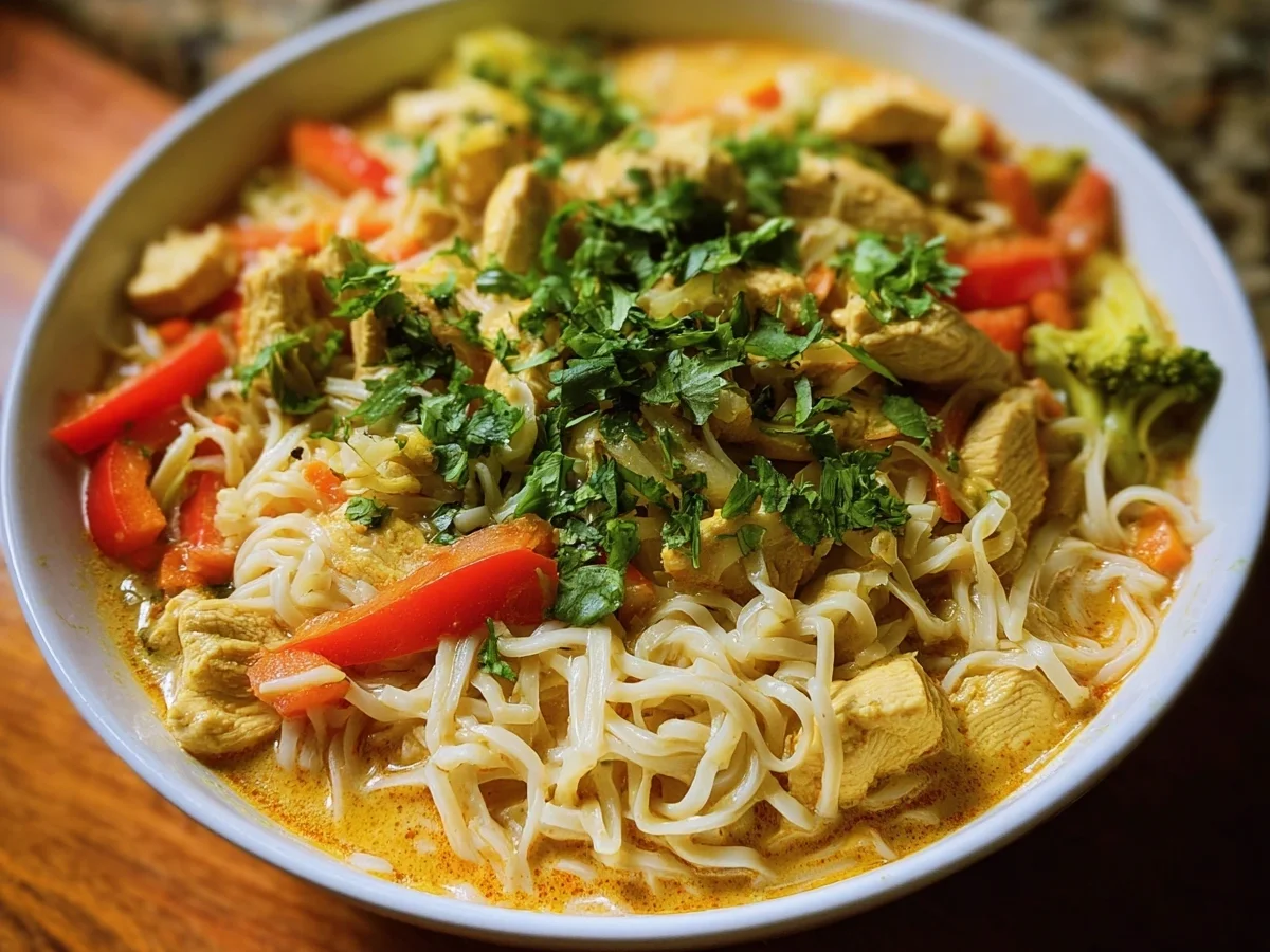 Creamy Coconut Curry Chicken Noodles: Quick Dinner - Image 2