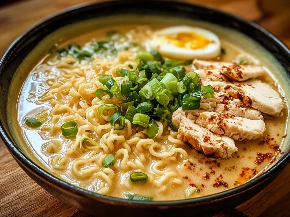 Creamy Garlic Chicken Ramen: Quick & Flavorful - Image 1