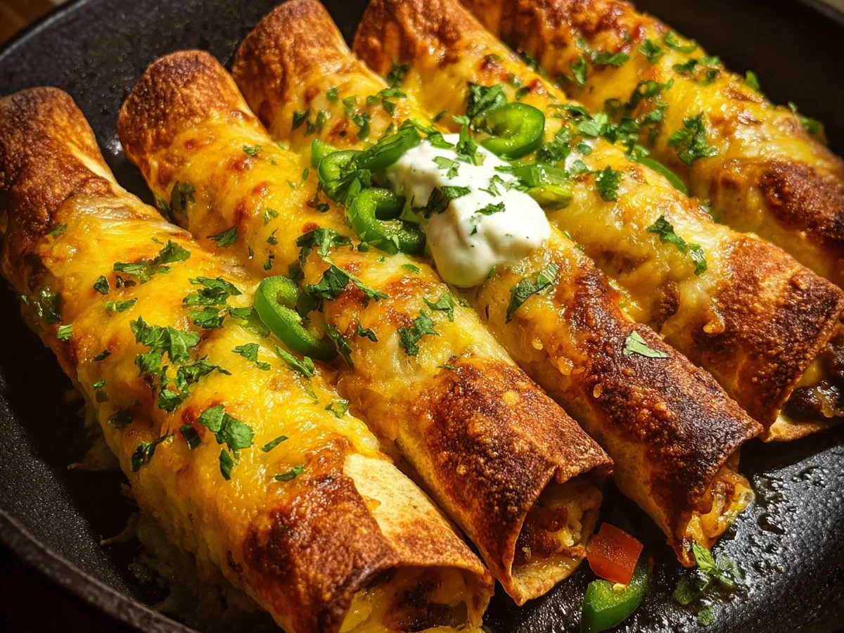 Crispy Baked Cheese & Pepper Taquitos with Crema - Image 1