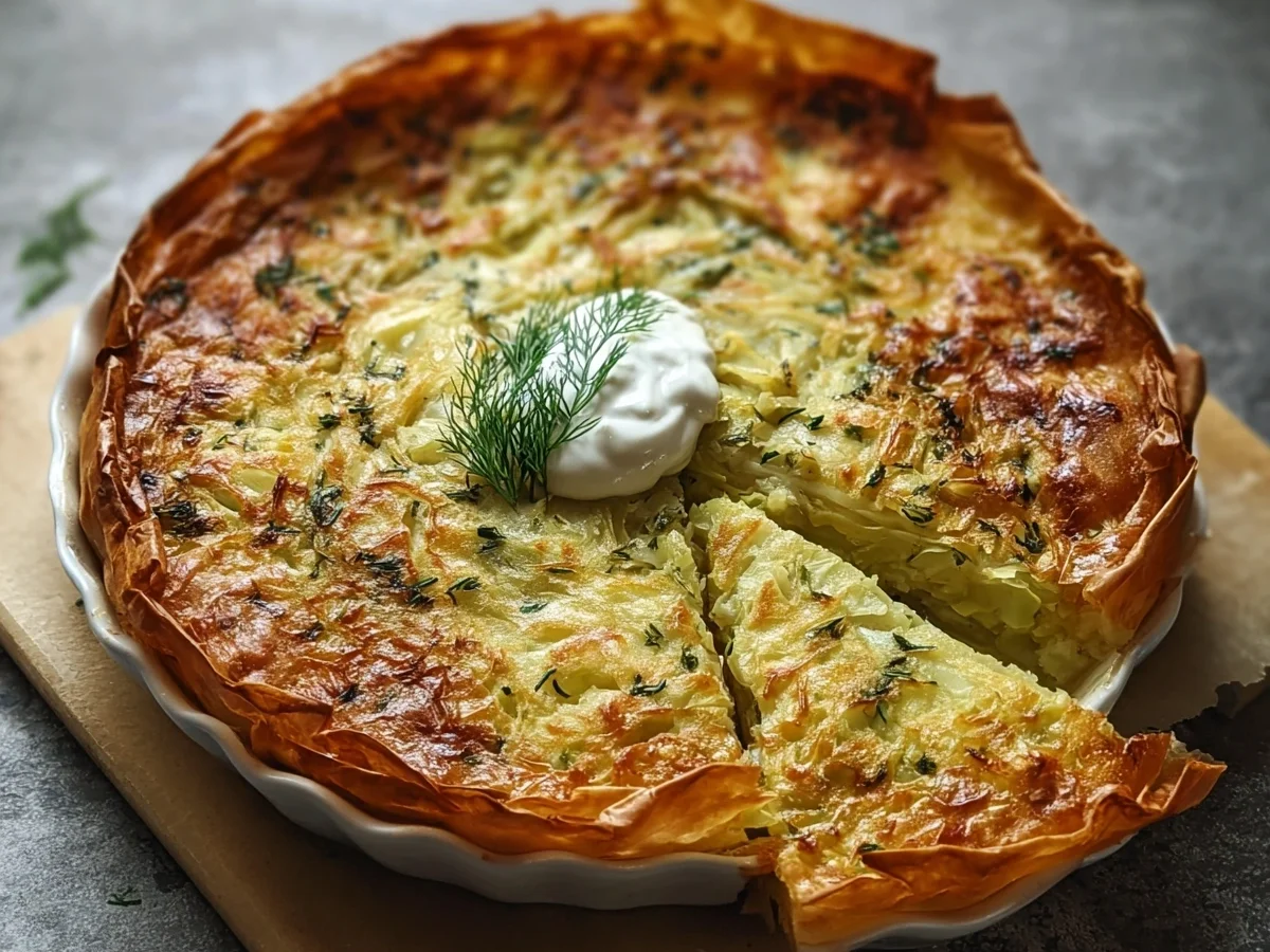 Crispy Cabbage Pie with Zesty Dill Cream Sauce - Image 1