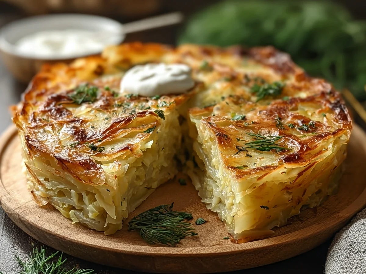 Crispy Cabbage Pie with Zesty Dill Cream Sauce - Image 2