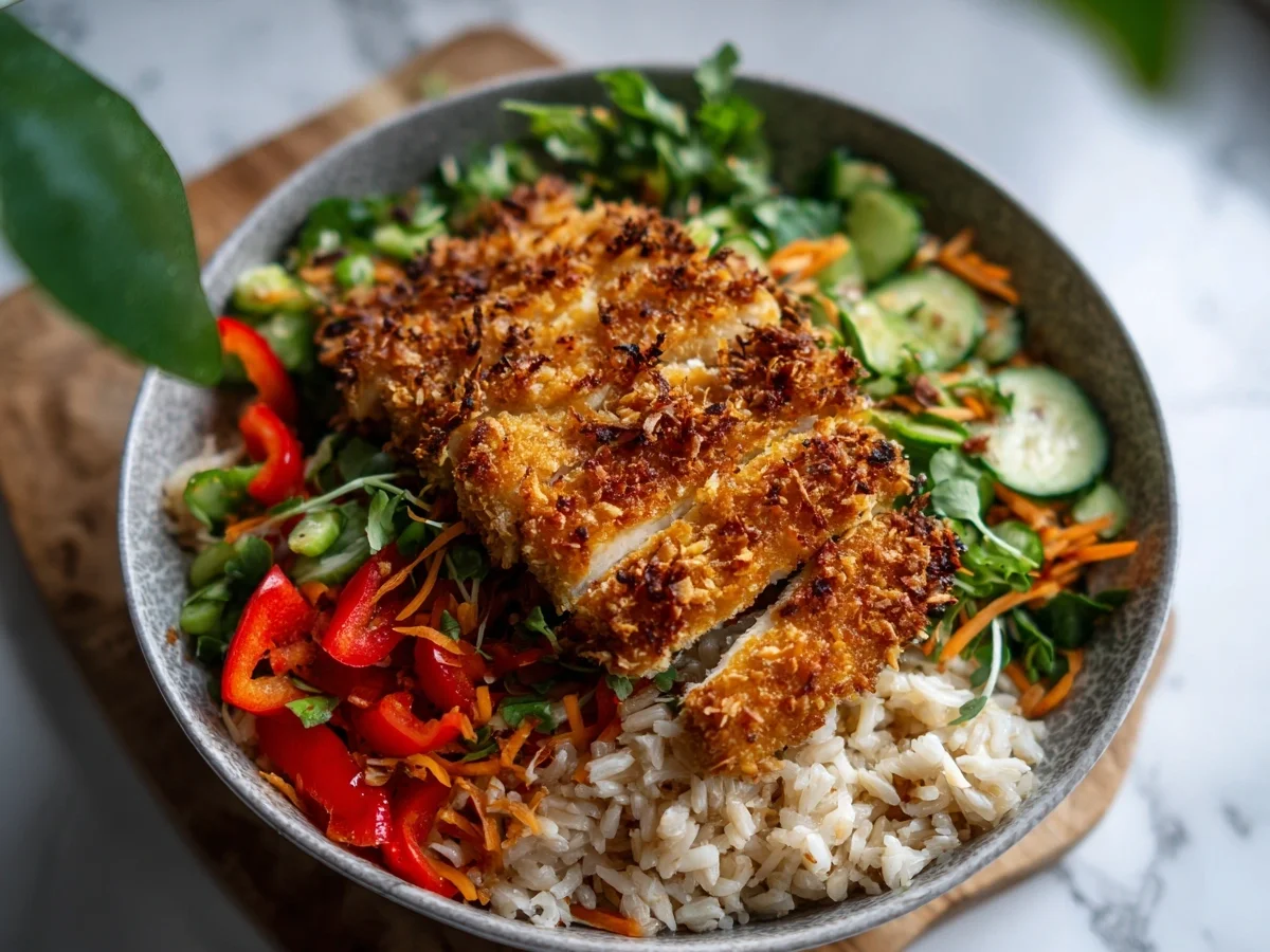 Crispy Coconut Crusted Tofu Bowl - Image 1