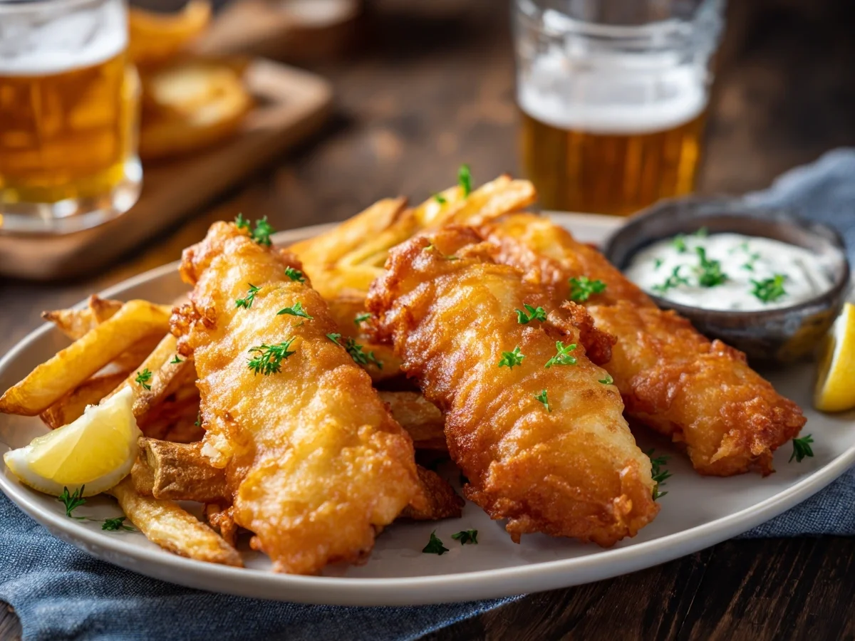 Crispy Fish & Chips with Non-Alcoholic Beer Batter - Image 1