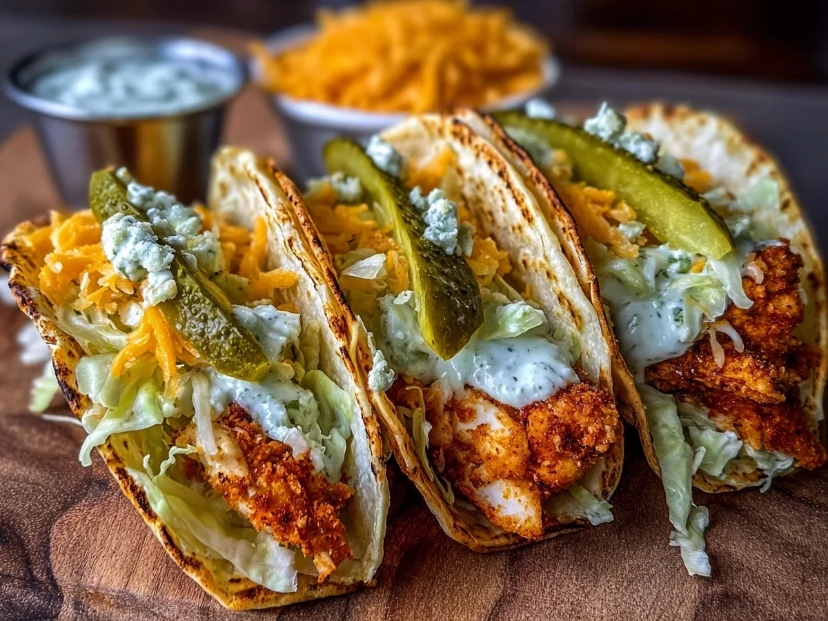Dill Pickle Ranch Smash Chicken Tacos with Crispy Cheese - Image 2