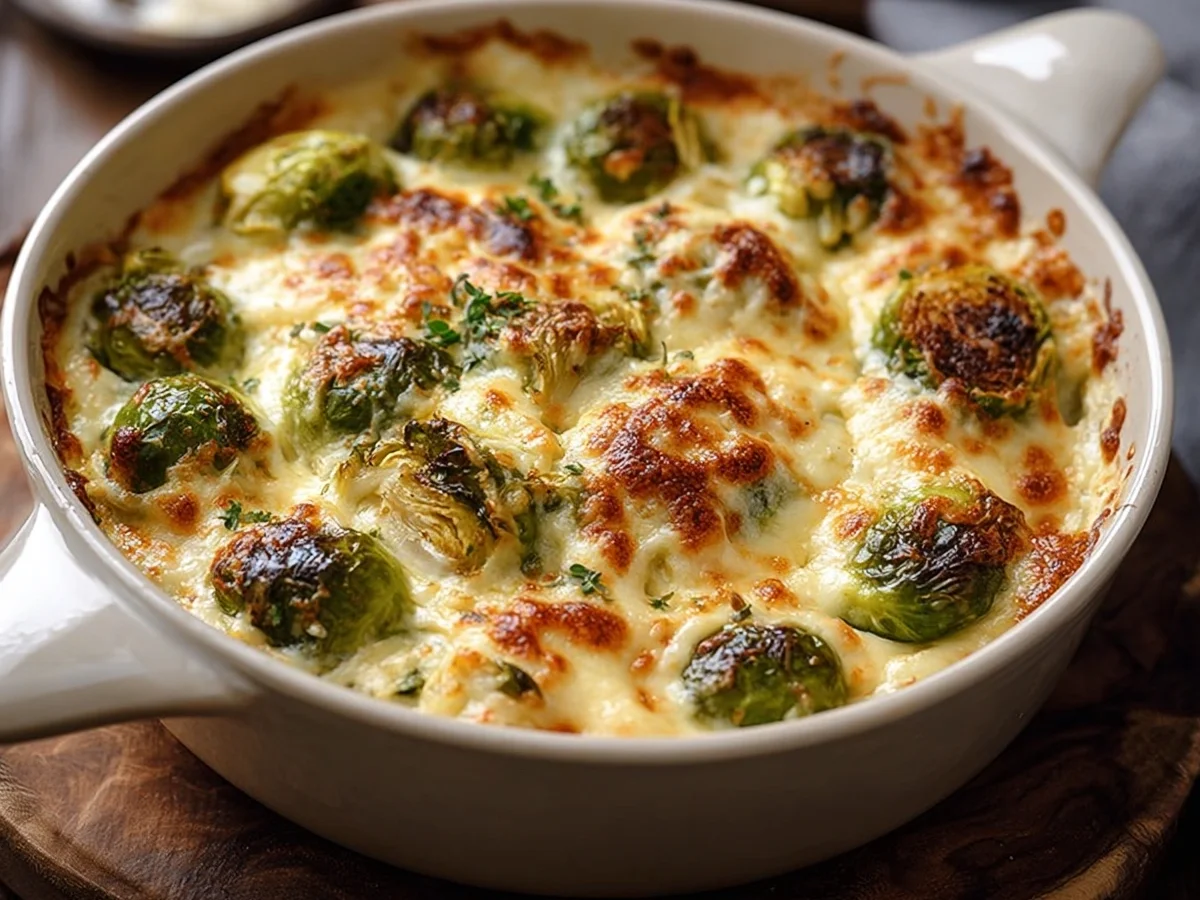 Easy Creamy Cheesy Brussels Sprouts Bake - Image 2