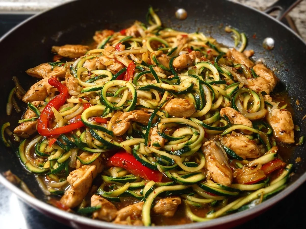 Garlic Chicken Zucchini Noodles Stir Fry | High Protein - Image 1