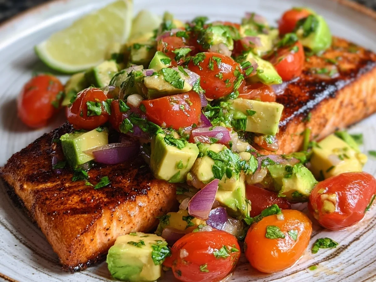 Grilled Salmon with Avocado Salsa: Low-Carb Delight - Image 1