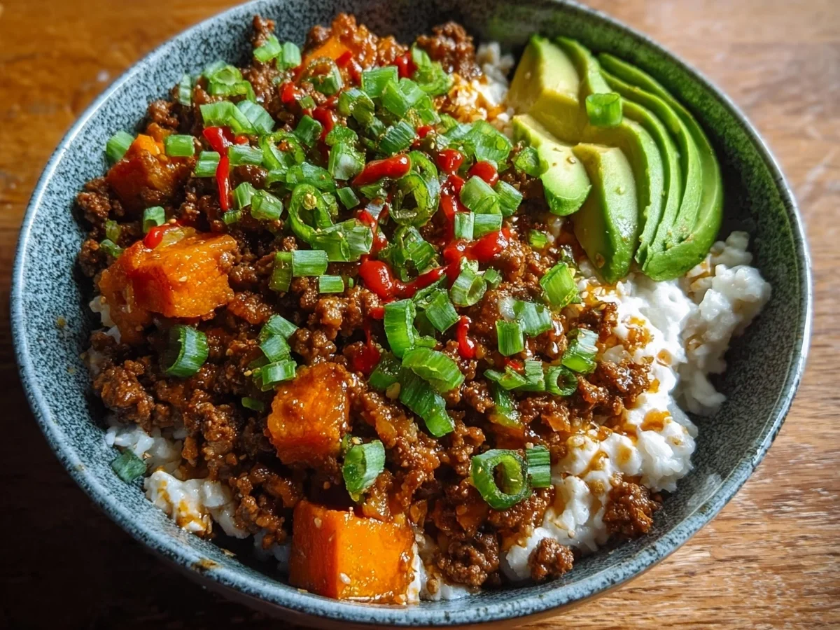 Ground Beef Hot Honey Bowl: High Protein Dinner Recipe - Image 1