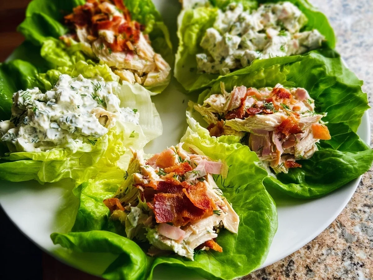 Healthy Chicken Turkey Ham Ranch Lettuce Wraps - Image 1