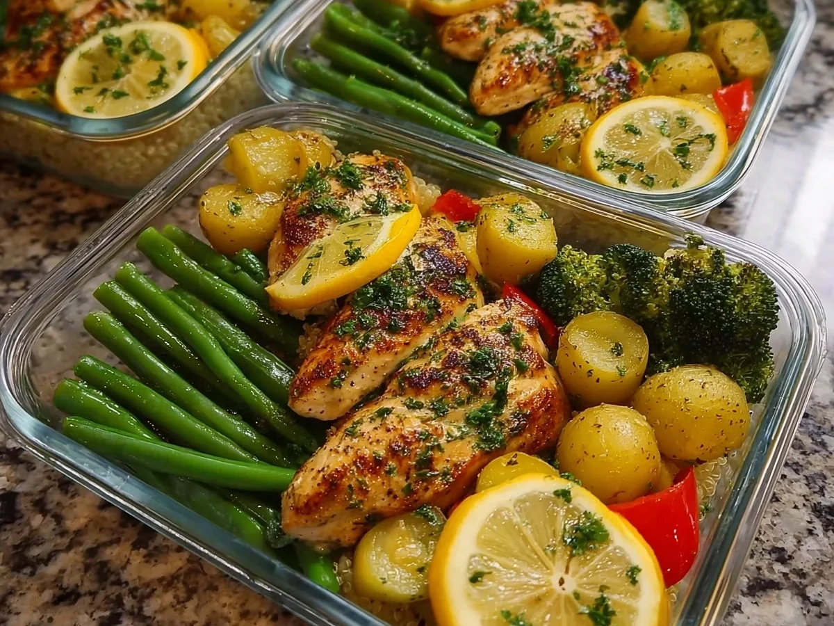 Healthy Lemon Garlic Chicken Meal Prep Bowls - Image 1