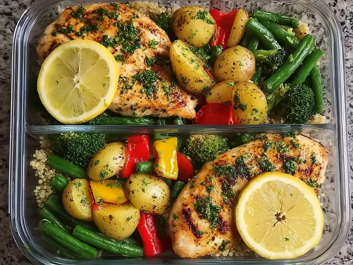 Healthy Lemon Garlic Chicken Meal Prep Bowls - Image 2