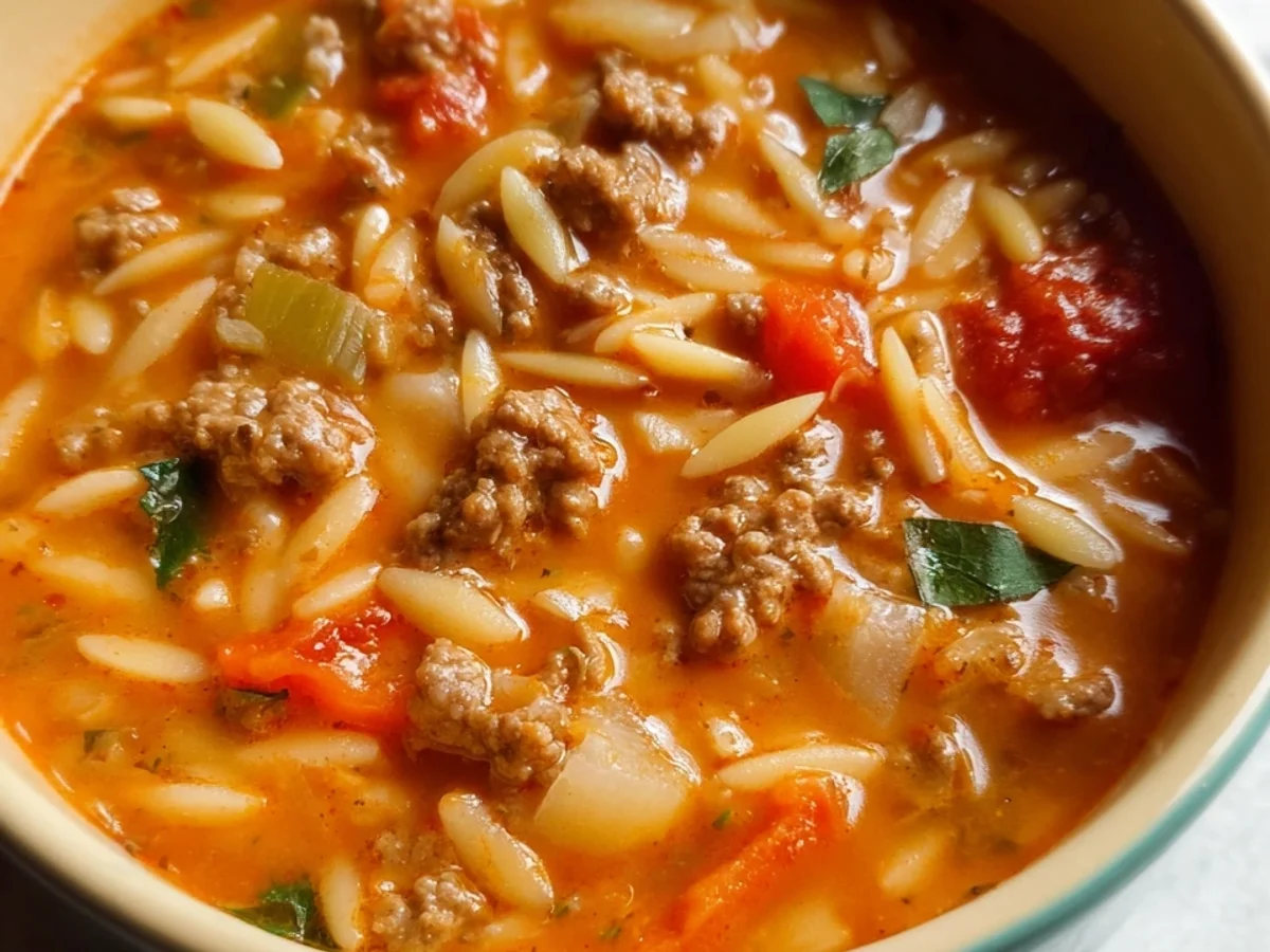 Hearty Hamburger Orzo Soup for Quick Dinner - Image 1