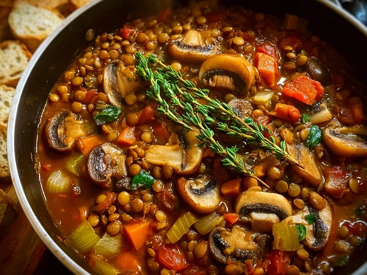 Hearty Vegan Lentil Mushroom Stew (18g Protein) - Image 2