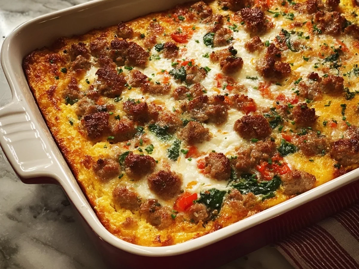 High Protein Cottage Cheese Turkey Sausage Casserole - Image 1