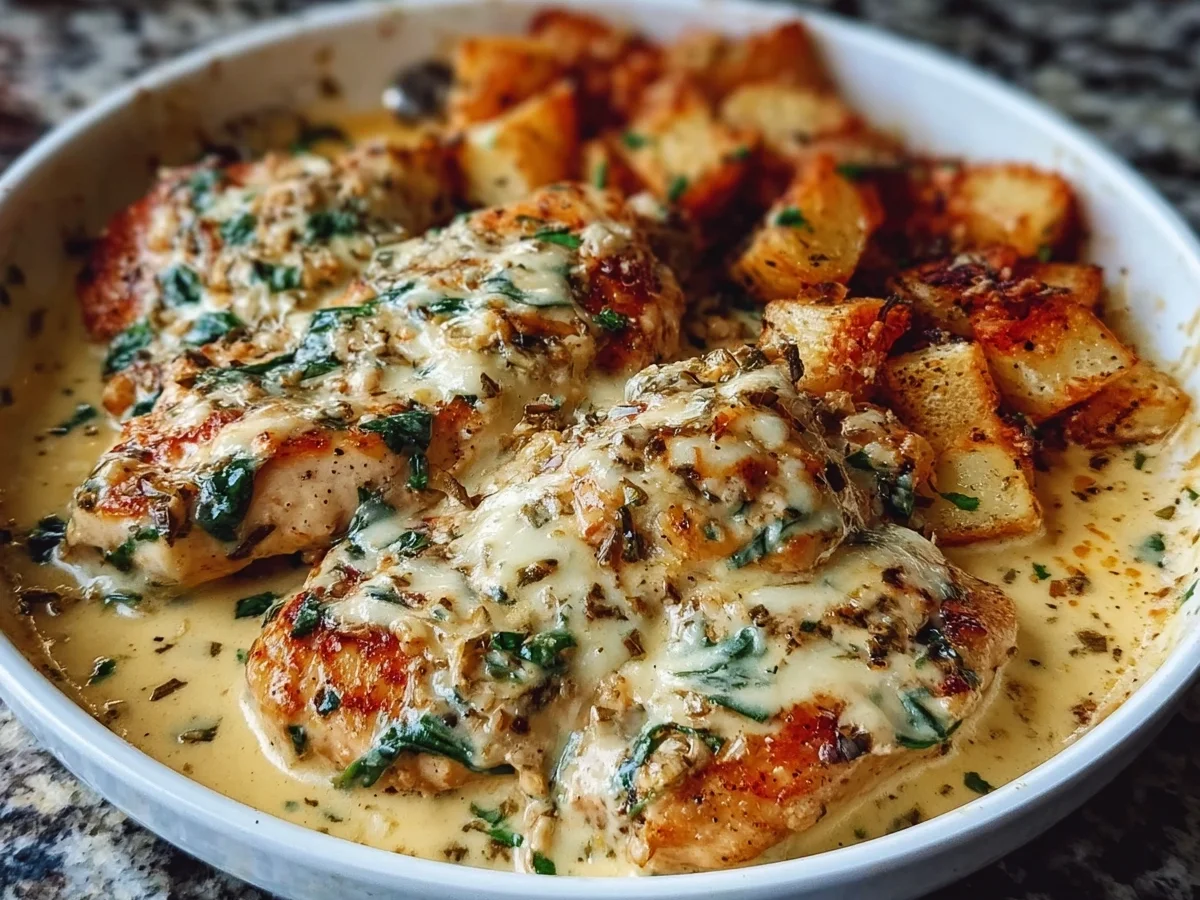 High Protein Creamy Garlic Cheesy Chicken Dinner - Image 1