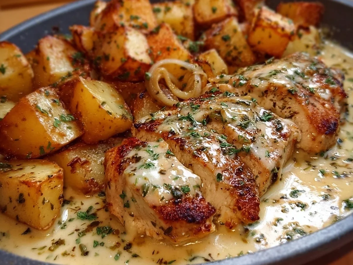 High-Protein Creamy Garlic Cheesy Chicken & Potatoes - Image 1