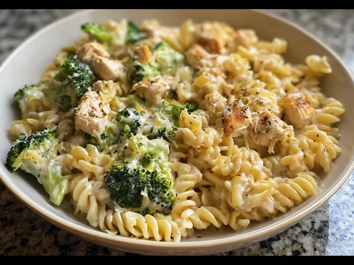 High Protein Creamy Rotisserie Chicken Broccoli Pasta - Image 2
