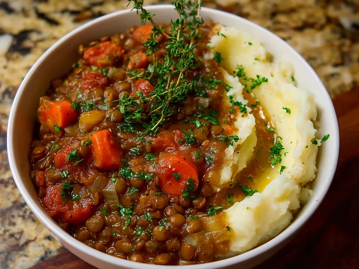 High Protein Lentil Stew with Creamy Mashed Potatoes - Image 2