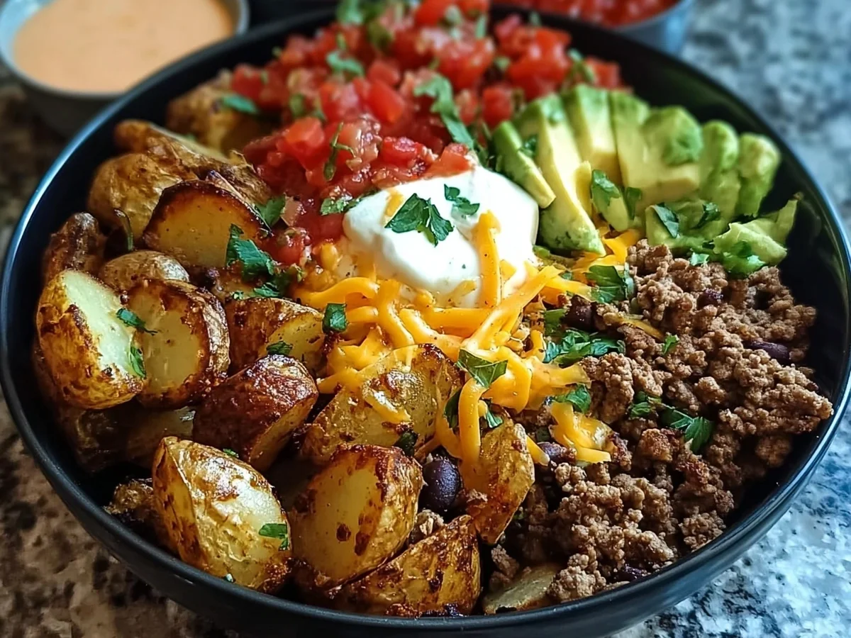 High-Protein Loaded Potato Taco Bowl Meal Prep - Image 1