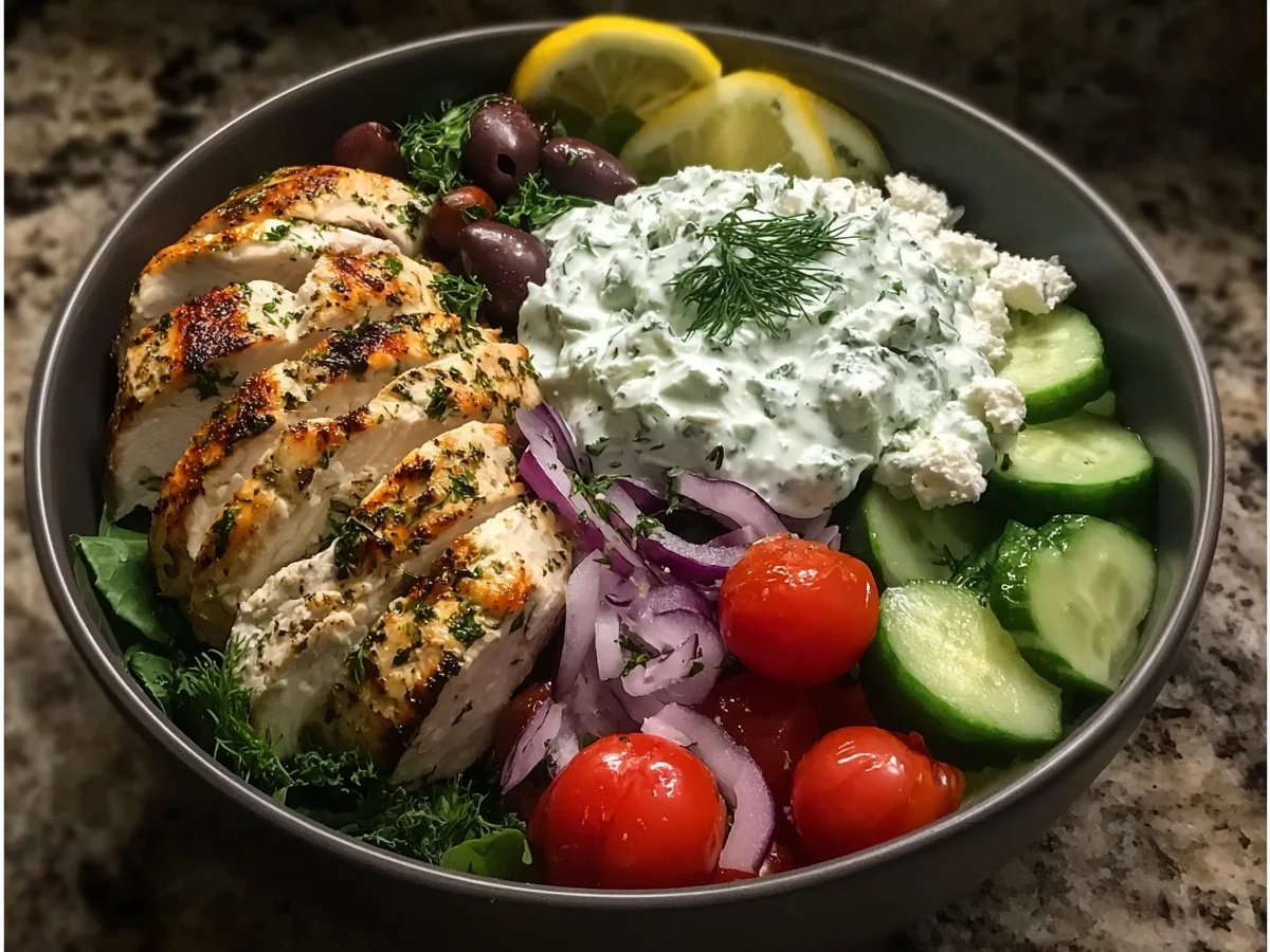 High Protein Mediterranean Chicken Tzatziki Bowls - Image 2