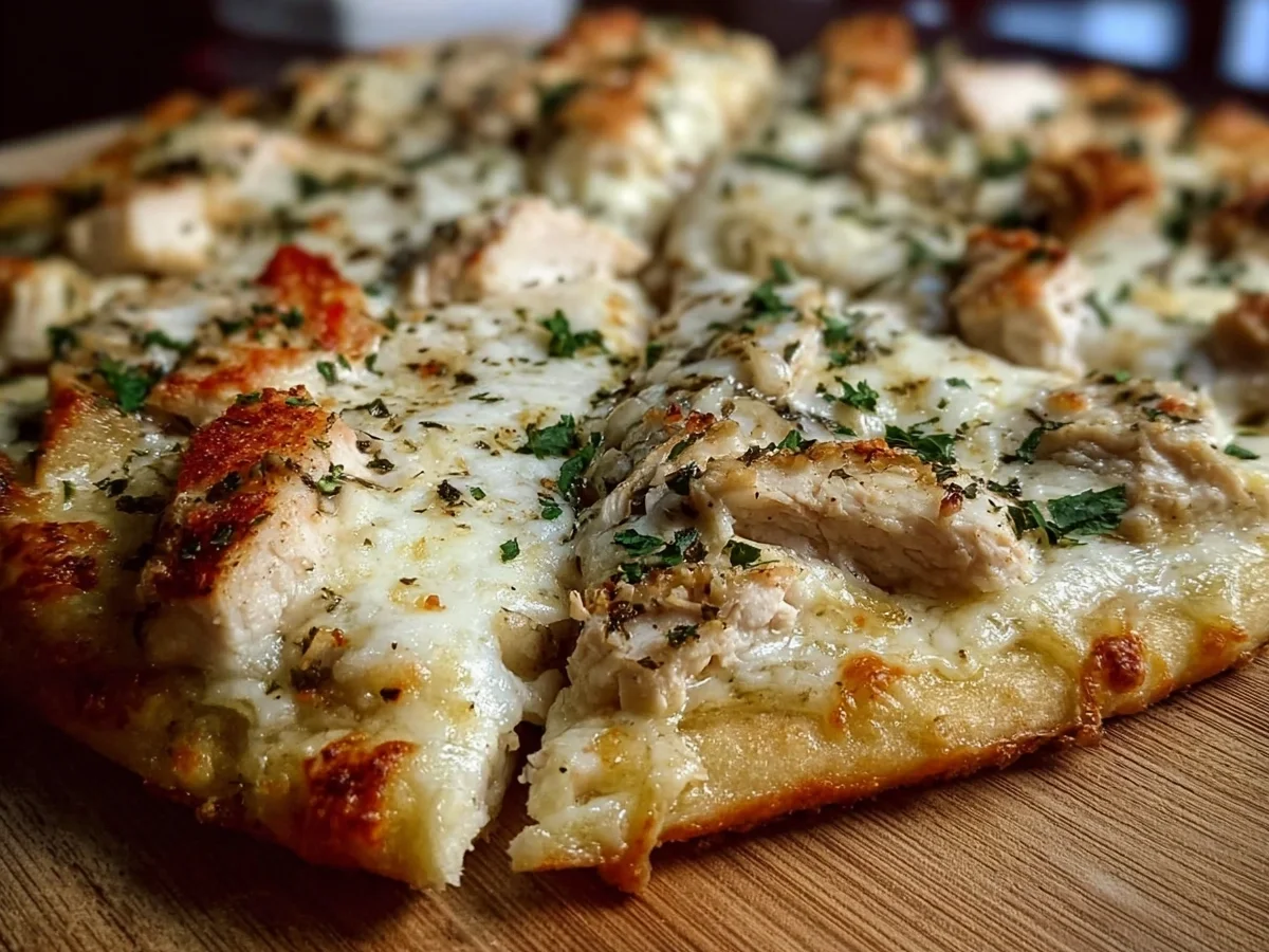 High Protein Roasted Garlic White Chicken Pizza - Image 1