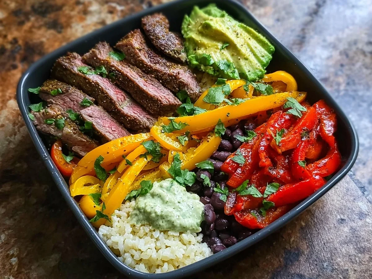 High Protein Steak Fajita Bowl: Easy Meal Prep - Image 1