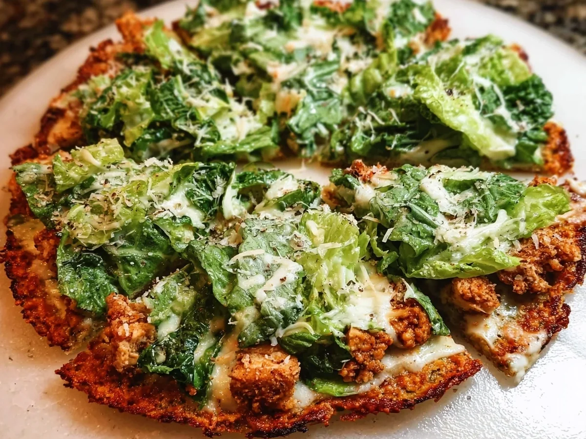 Keto Chicken Crust Caesar Salad Pizza | High Protein - Image 1
