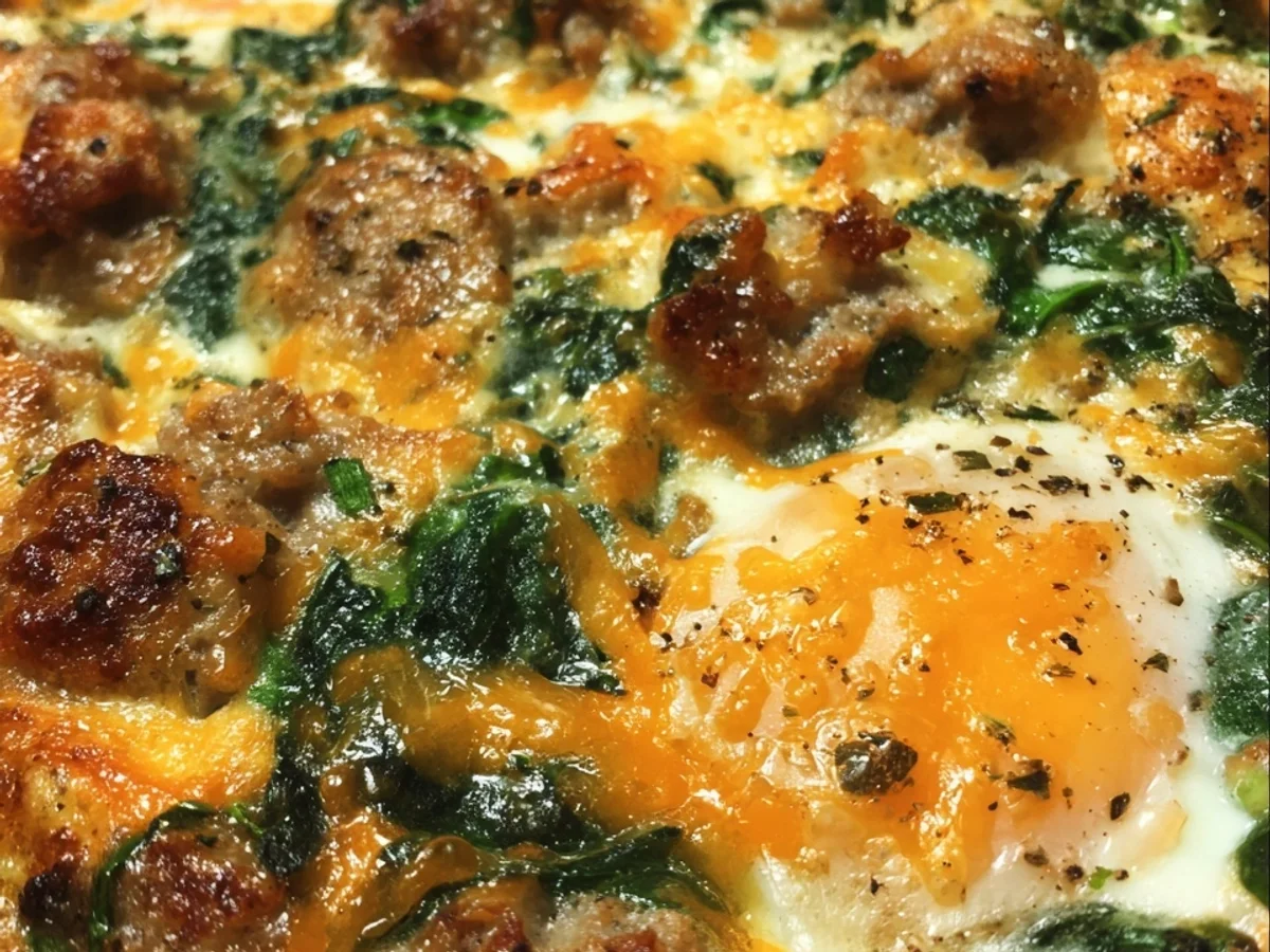 Low Carb Keto Breakfast Casserole with Turkey Sausage - Image 1