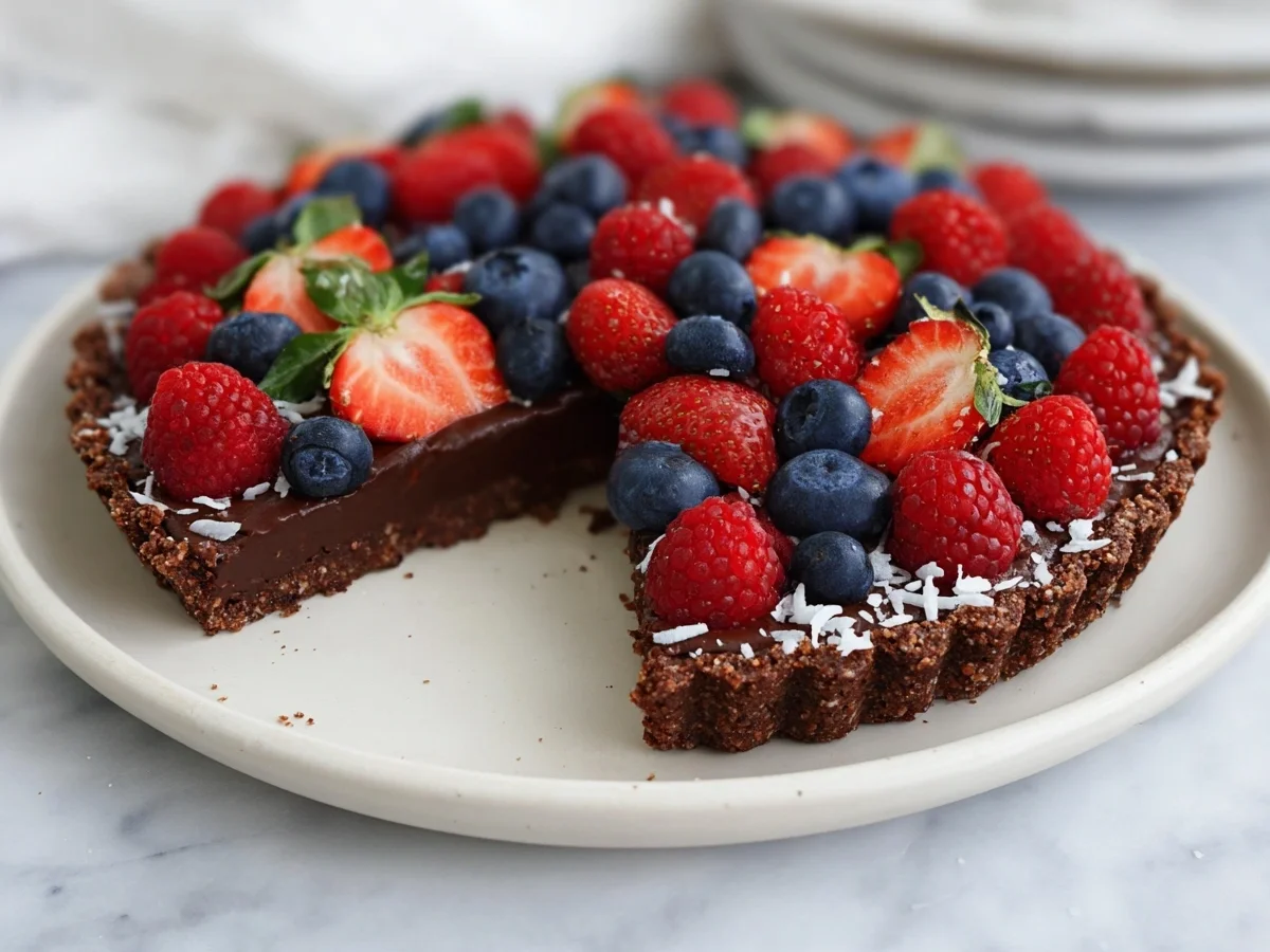No Bake Chocolate Berry Tart: Gluten-Free & Vegan Dessert - Image 1