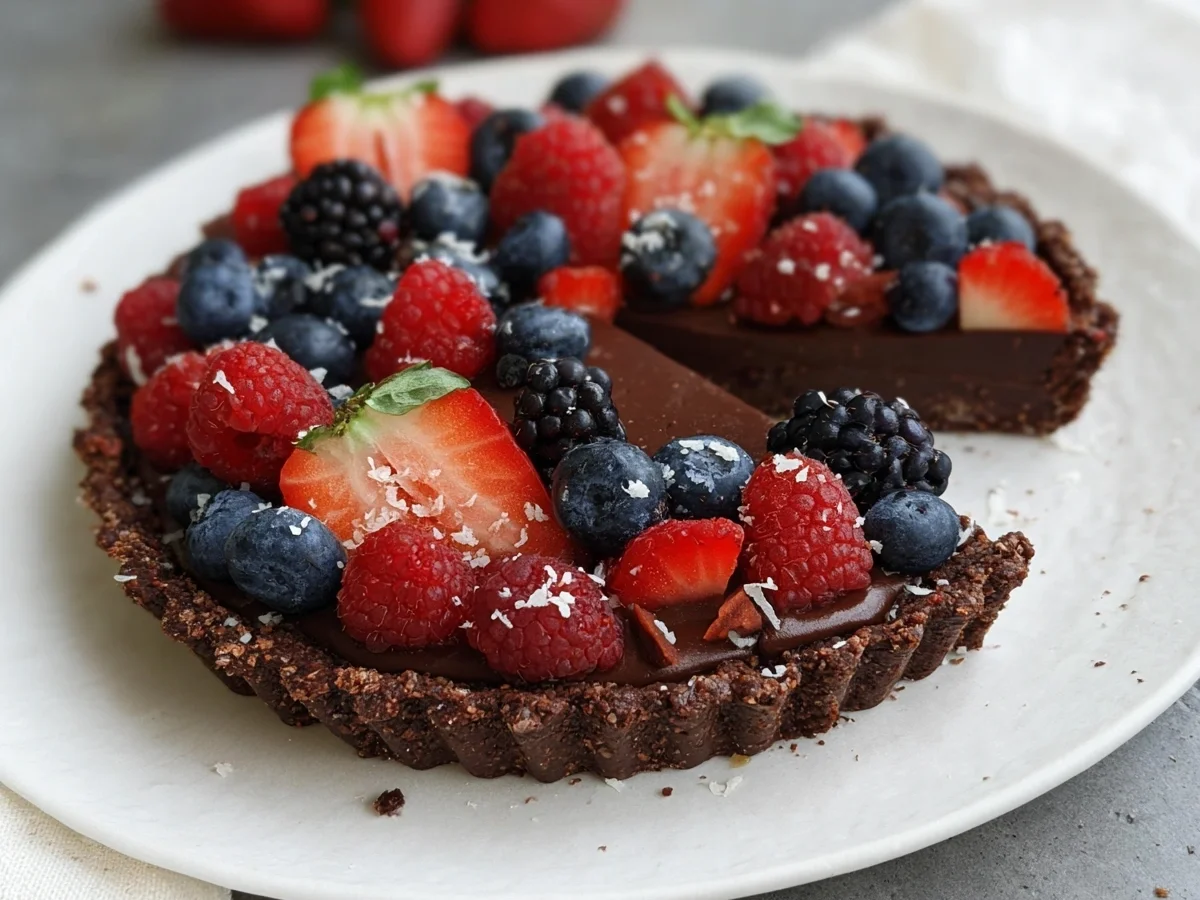 No Bake Chocolate Berry Tart: Gluten-Free & Vegan Dessert - Image 2