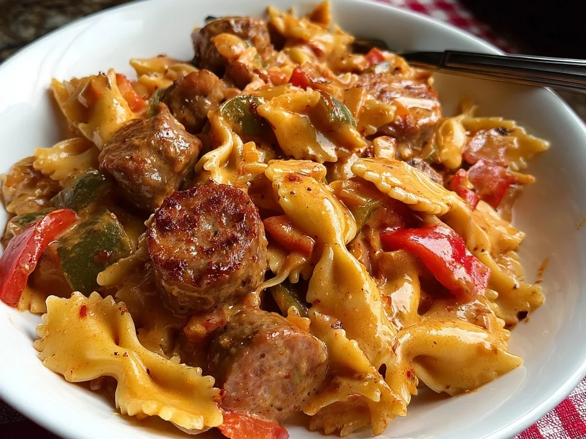 One Pot Creamy Cajun Beef Sausage Pasta - Image 2