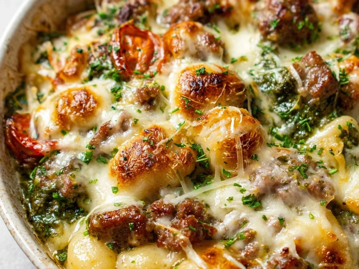 Pesto Beef Sausage Gnocchi Bake - Image 1