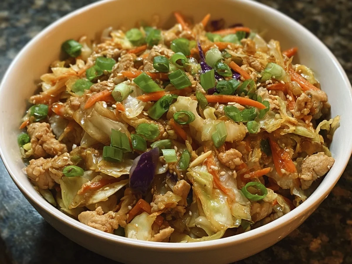 Quick Chicken Egg Roll Bowls with Cabbage - Image 1