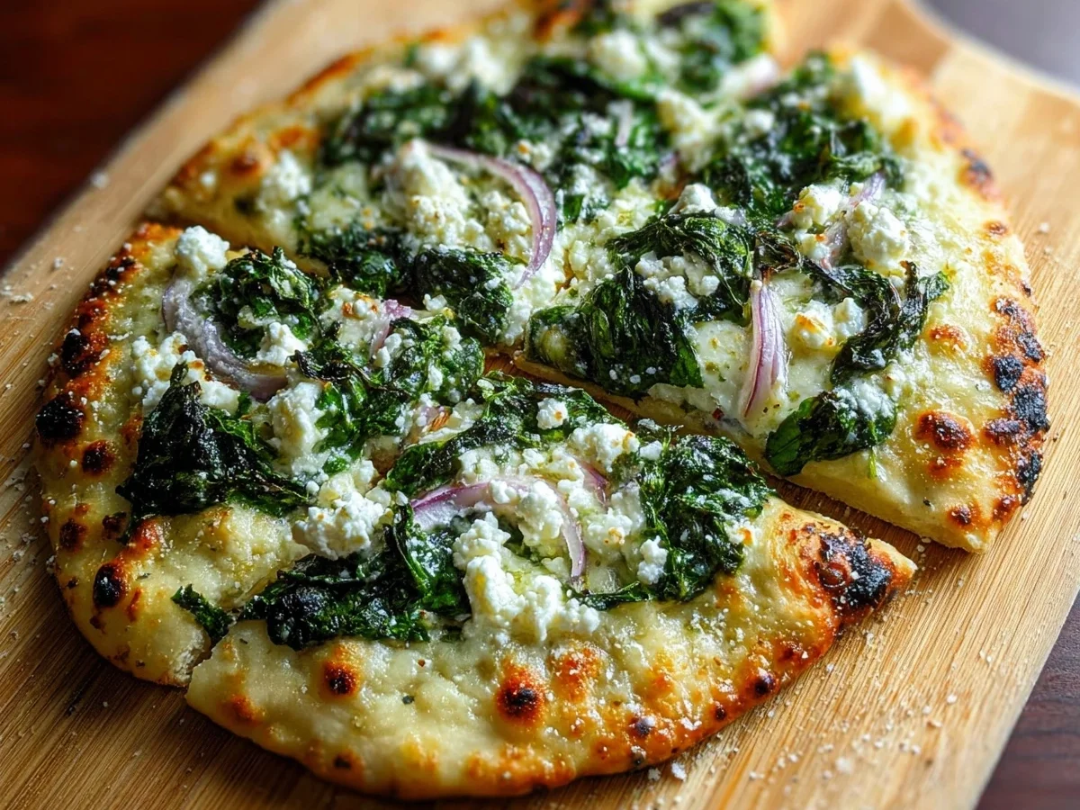 Quick Spinach Feta Flatbread Pizza Recipe - Image 1