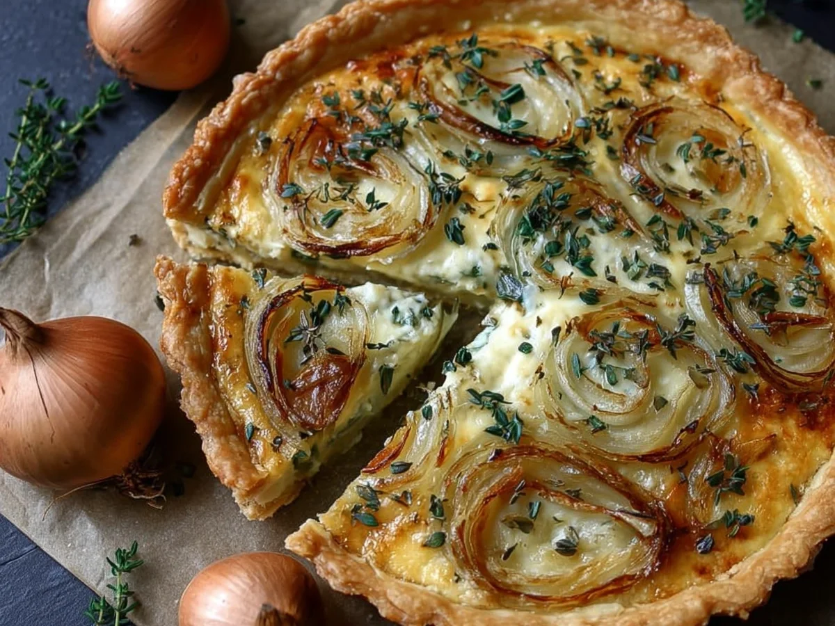 Savory Onion & Herb Tart with Creamy Cheese Filling - Image 2