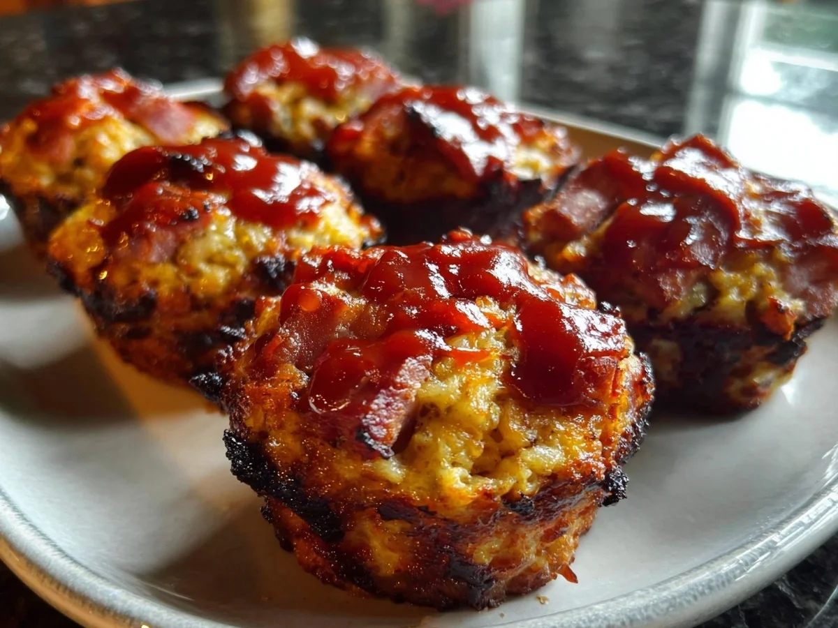 Smoky BBQ Turkey Ham Meatloaf Cupcakes with Glaze - Image 2