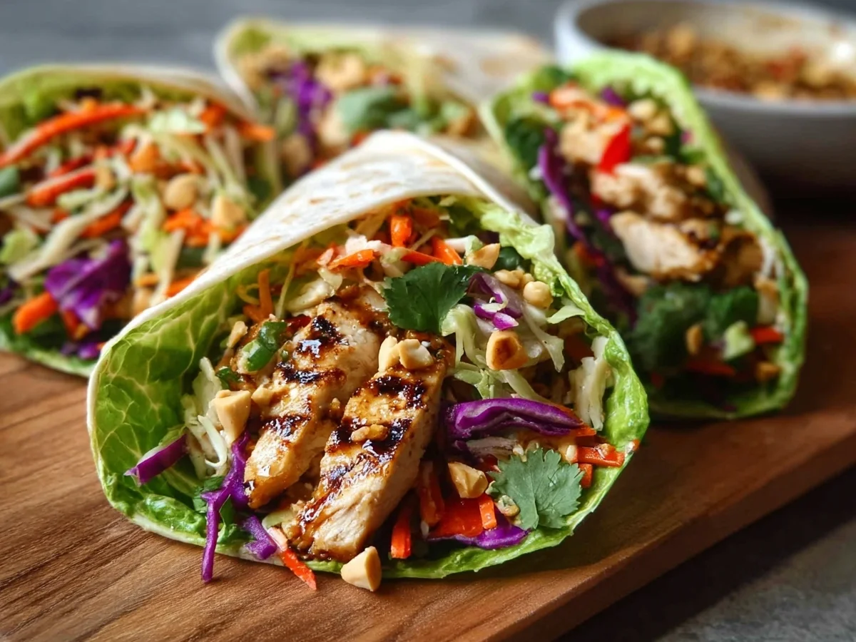 Spicy Thai Chicken Wraps with Asian Slaw - Image 1