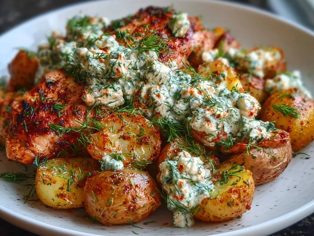 Spicy Yogurt Chicken with Dill Feta & Roasted Potatoes - Image 1
