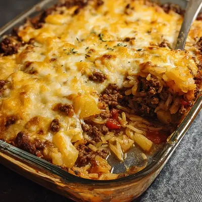 Baked Sauerkraut Casserole with Beef & Pineapple