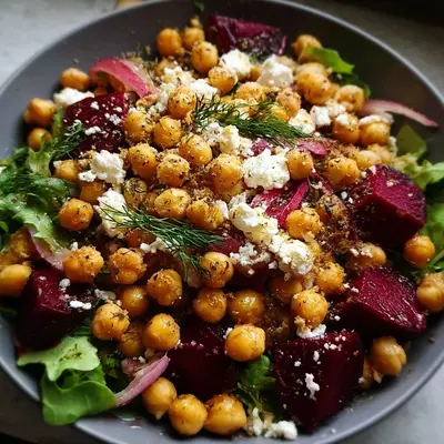 Chickpea Beet Feta Salad: High Protein Meal Prep