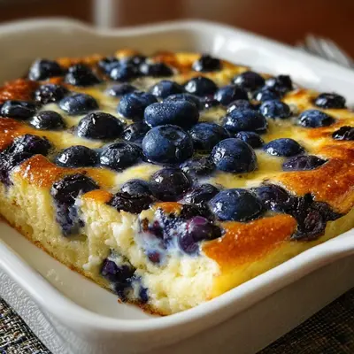 Creamy Blueberry Cottage Cheese Breakfast Bake