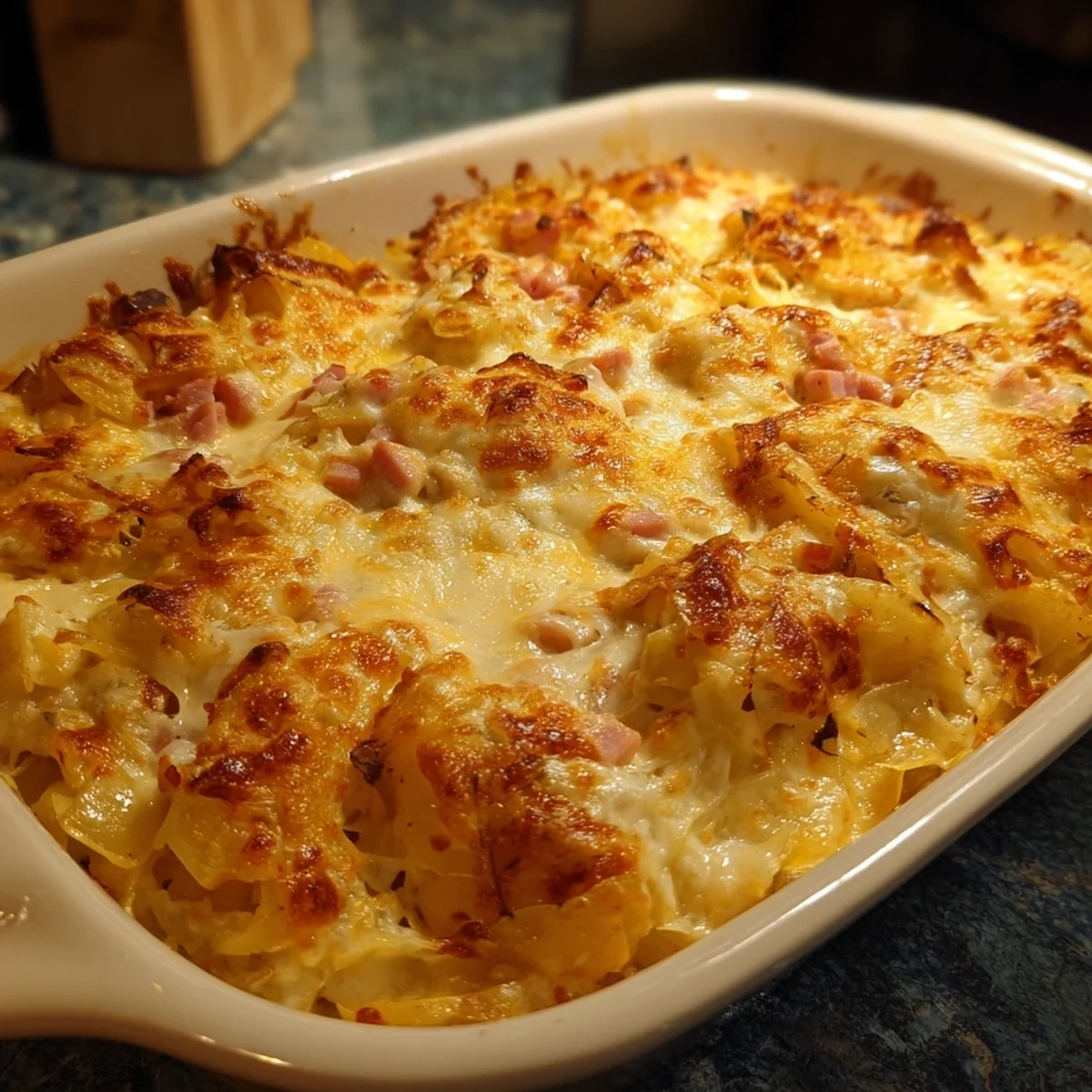 Creamy Cabbage Casserole with Turkey Ham