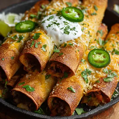 Crispy Baked Cheese & Pepper Taquitos with Crema