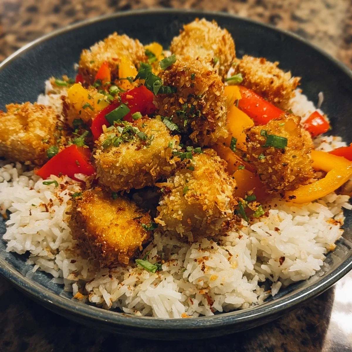 Crispy Coconut Crusted Tofu Bowl