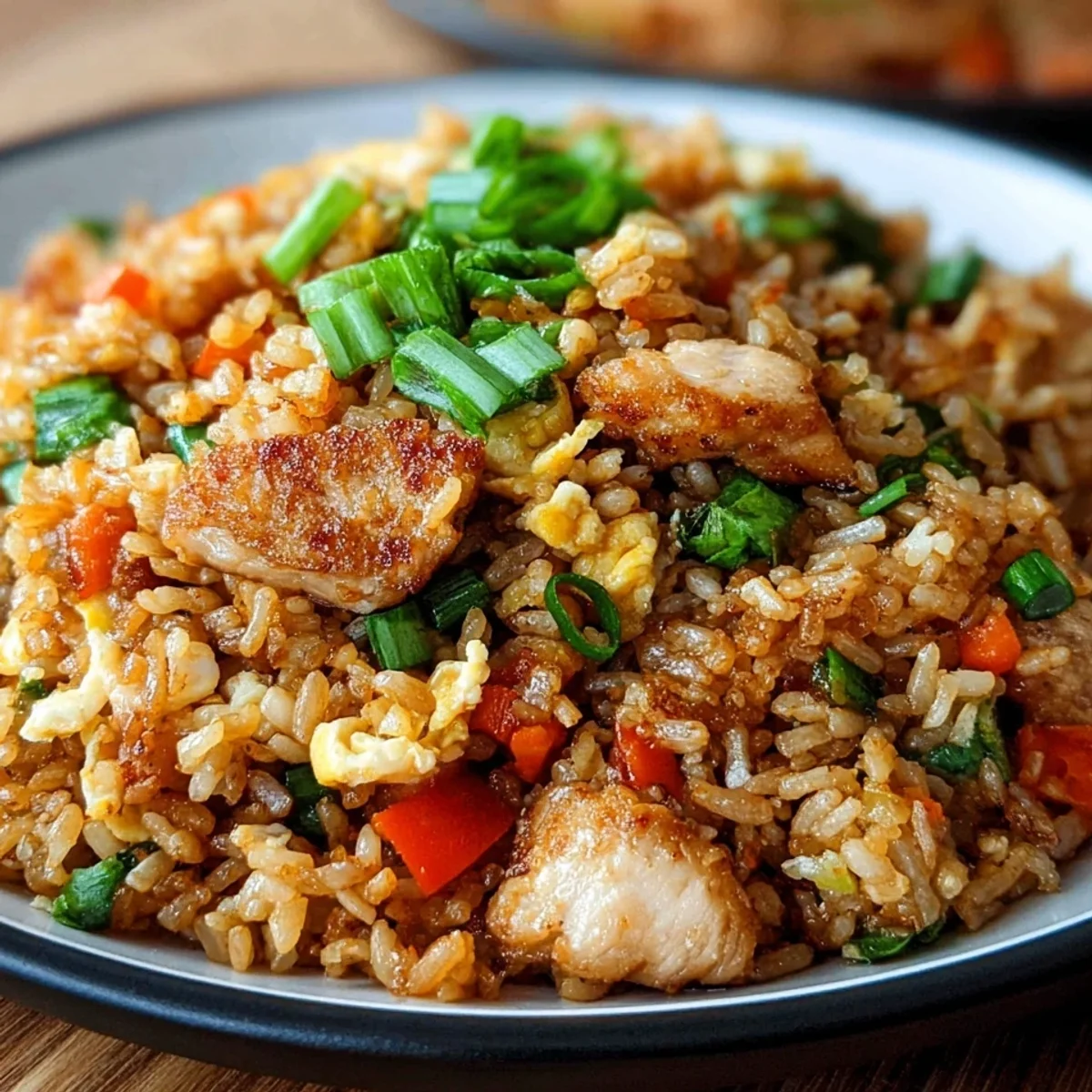Crispy Garlic Chicken Fried Rice: High Protein Meal