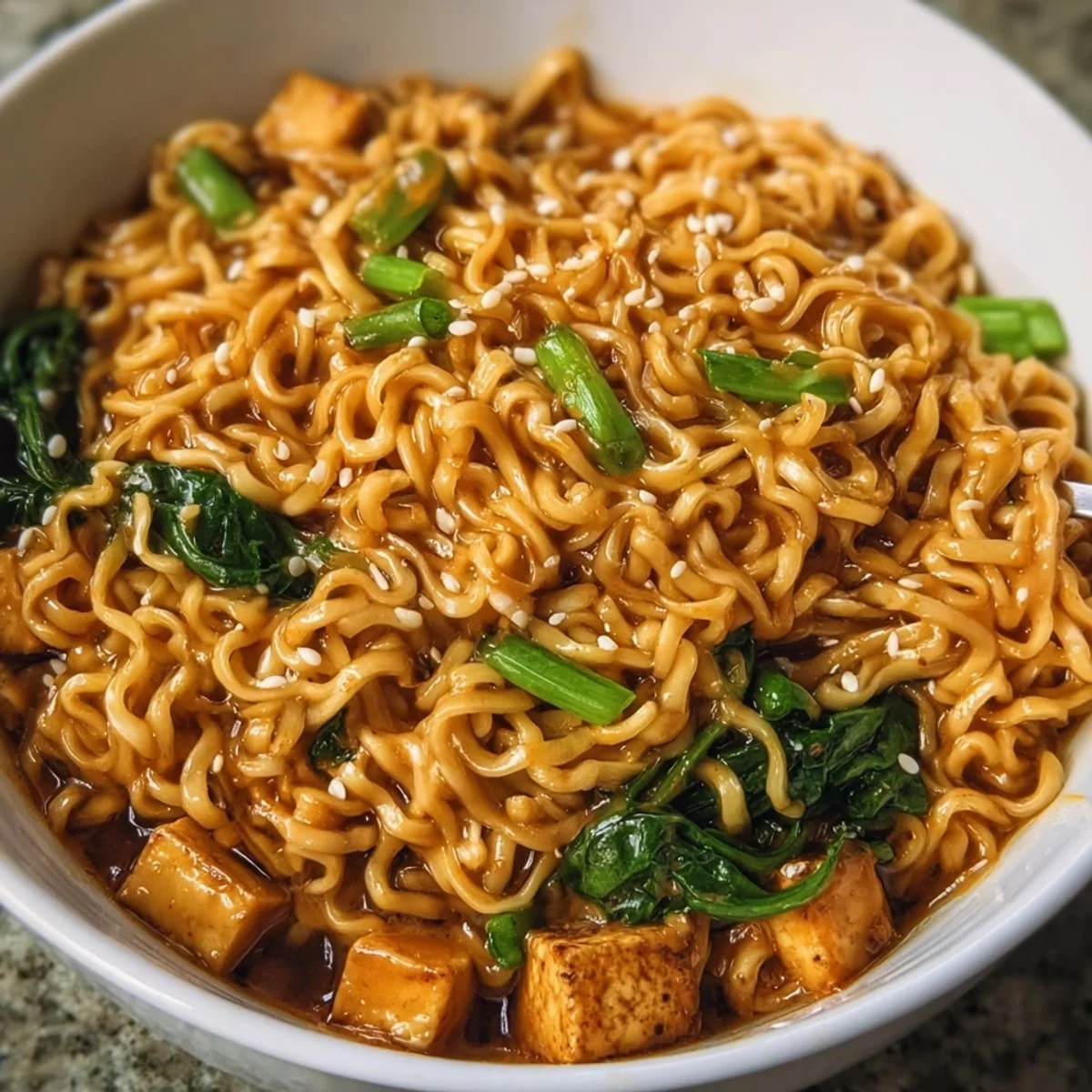 Easy High Protein Vegan Saucy Ramen Noodles